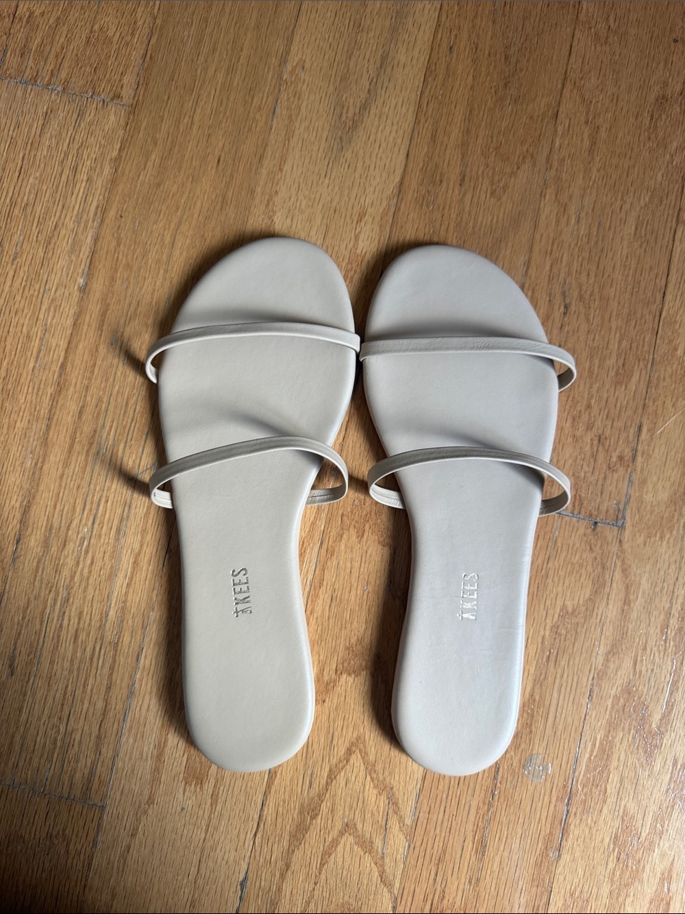 TKEES Beige Double-Strap Slide Sandals